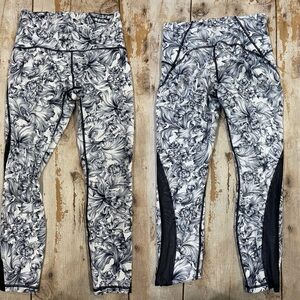 Lululemon black floral leggings - size 8